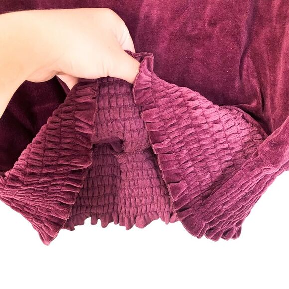 A New Day Burgundy Suede Soft Elastic Waist Crew Neck Long Sleeve Sweater XS - Picture 3 of 4